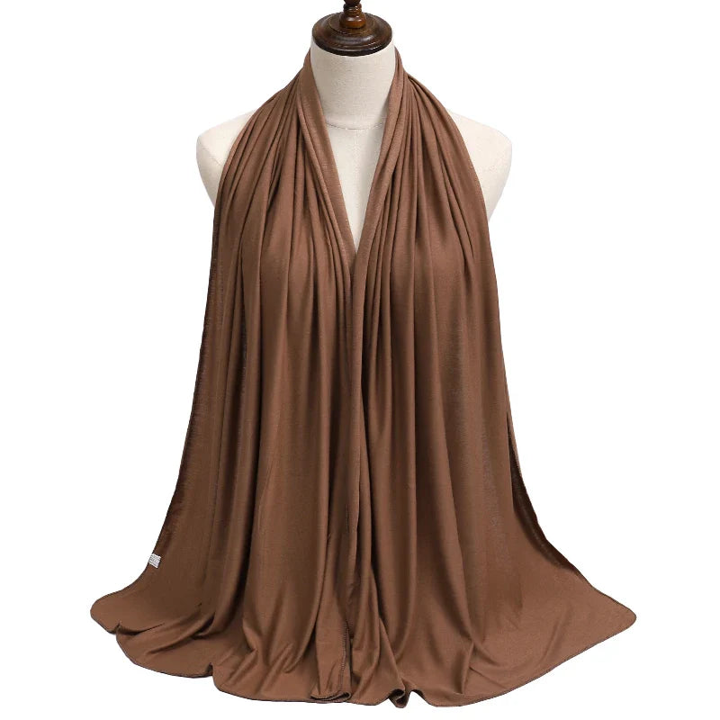 Women's Modal Cotton Jersey Hijab - Soft Solid Color Muslim Headscarf for Ramadan & Everyday Wear