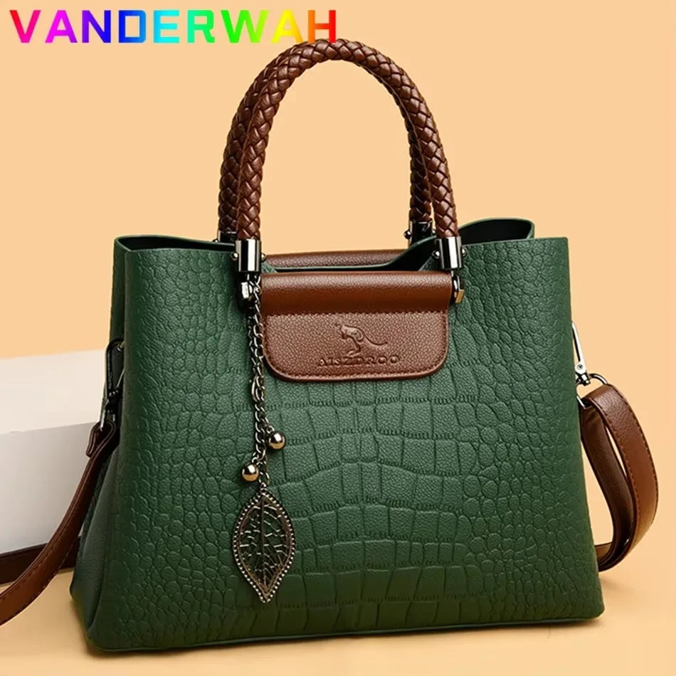 Luxury Women’s Leather Handbag – Large Capacity Shoulder & Crossbody Designer Bag