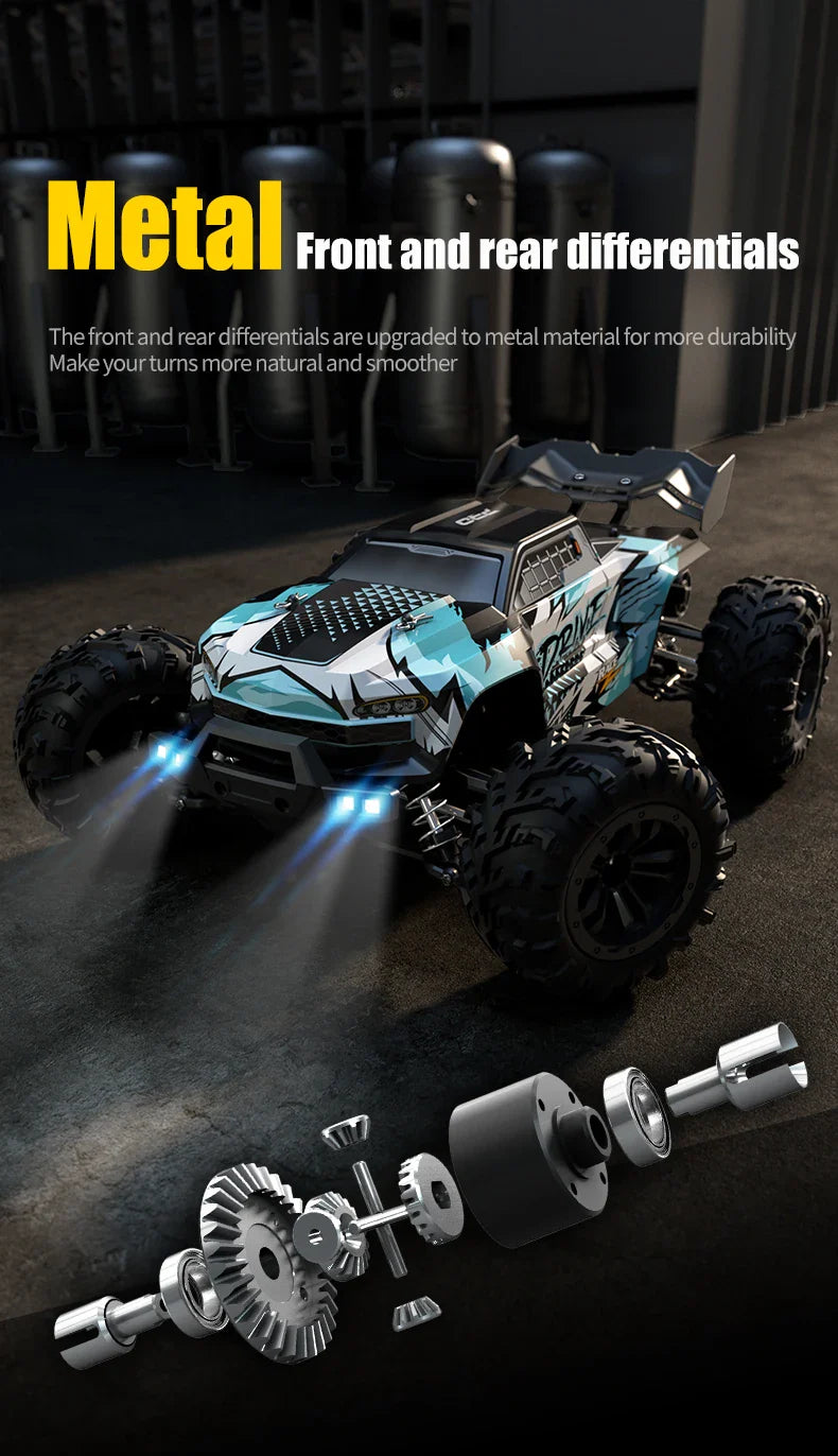 1:16 4WD RC Car – 70KM/H High-Speed Drift Monster Truck with LED, Remote Control, 4x4 for Kids, WLtoys 144001