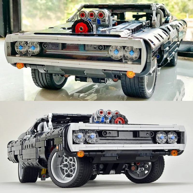 1077PCS Dodge Charger Racing Car Building Blocks – Fast and Furious Model, Assemble Bricks Toy for Kids, Boys & Adults Gifts