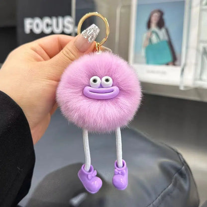 Cute Big Eyes Plush Keychain – Cartoon Briquettes Car & Bag Pendant Style