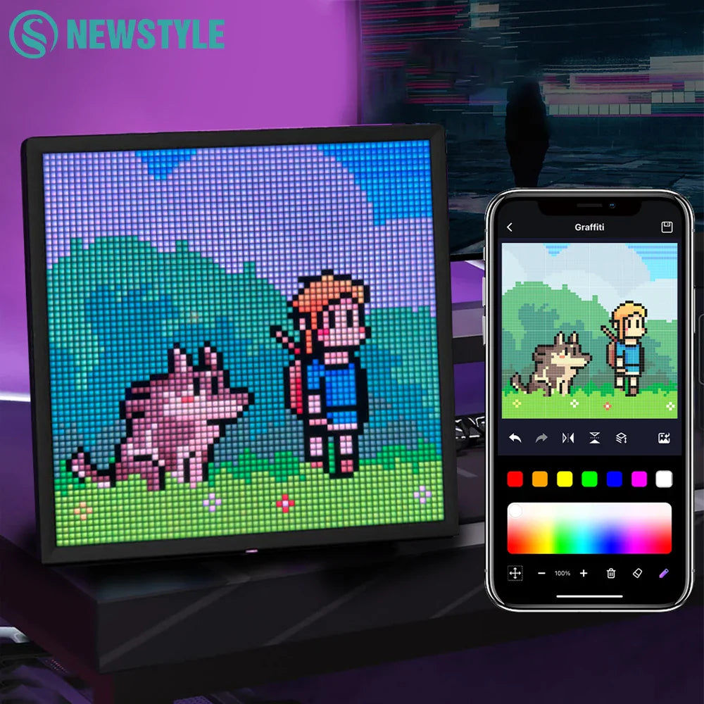64x64 RGB LED Pixel Display Matrix Panel, Programmable Pixel Art Screen with Bluetooth App Control