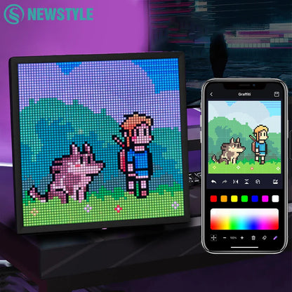 64x64 RGB LED Pixel Display Matrix Panel, Programmable Pixel Art Screen with Bluetooth App Control