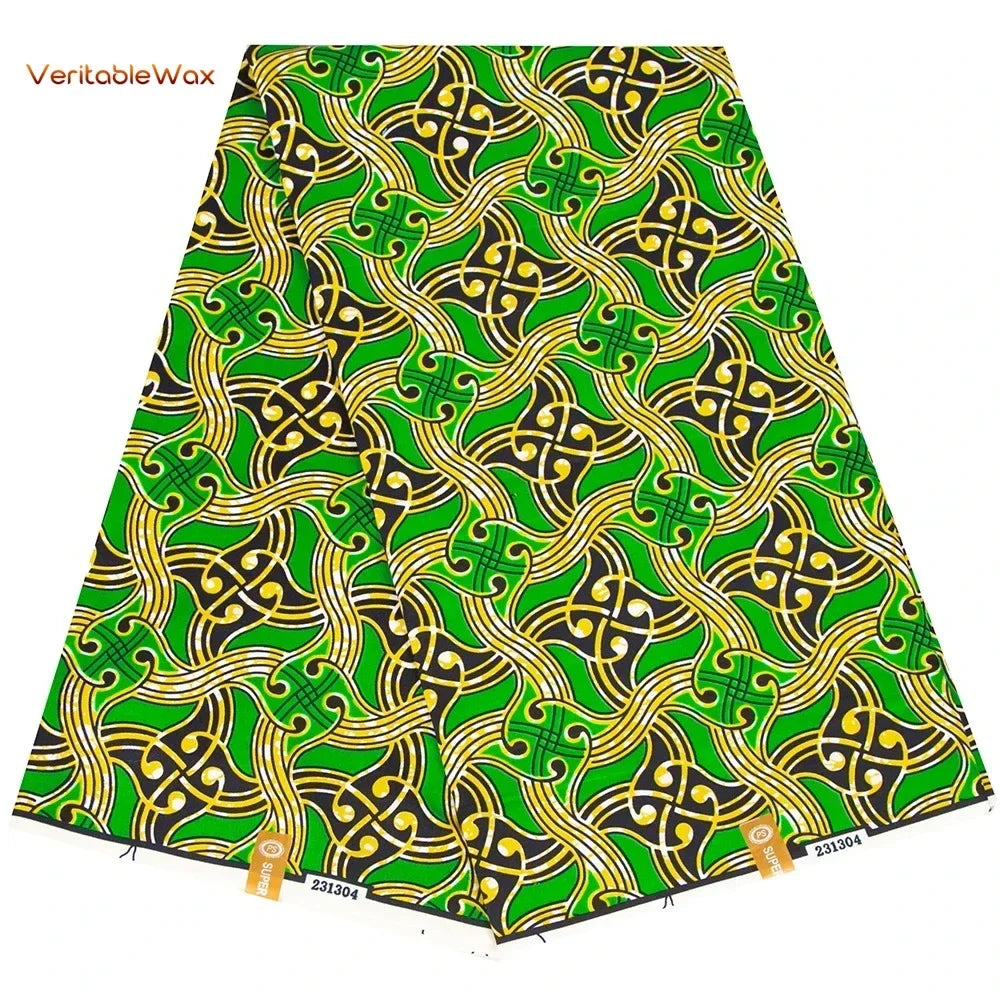African Ankara Double Print Batik Fabric - Real Wax Patchwork Textile for DIY Sewing, Wedding Dresses & Crafts