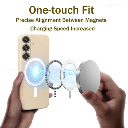MagSafe Magnetic Silicone Case - Soft Wireless Charging Cover for Samsung Galaxy S26 S25 S24 S23 Ultra Plus FE