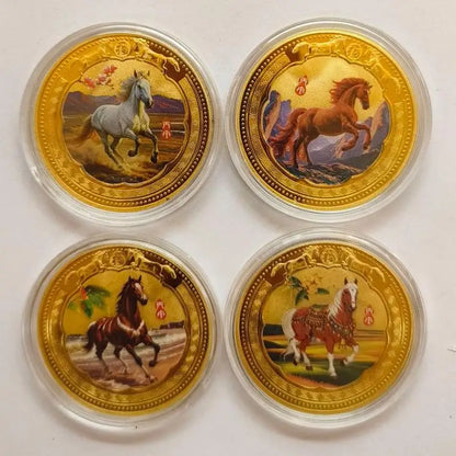 2026 Year of the Horse Chinese Commemorative Coin – Lucky Animal Metal Collectible New Year Souvenir Gift