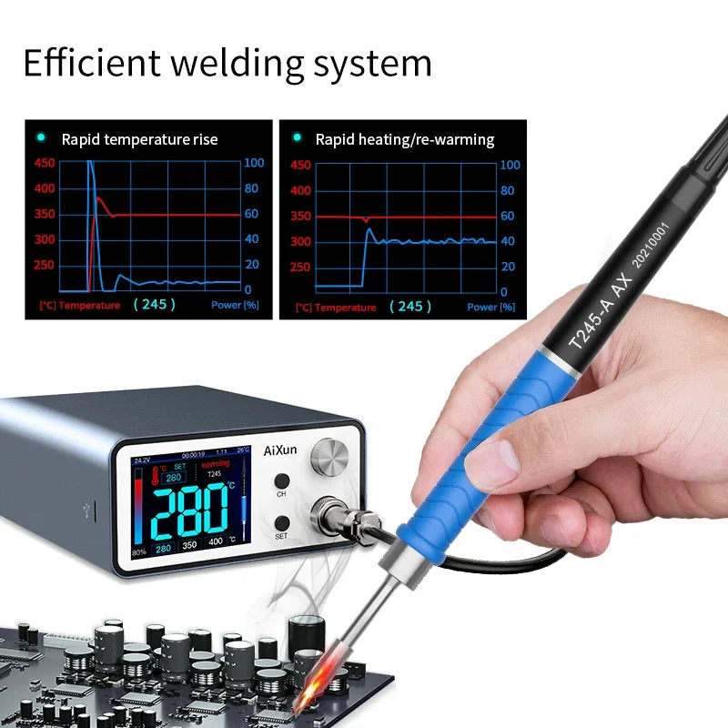 AIXUN T3A/T3B Intelligent Soldering Station – Rework Station for PCB & BGA Soldering with T115/T210/T245/T12 Tools