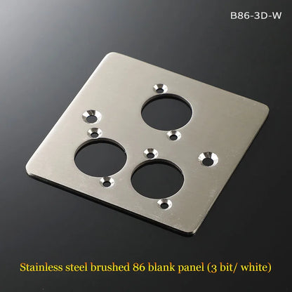 86 Panel Power Box Module - D Type 1/2/3/4 Hole Brushed Matte Blank Plate for XLR HDMI USB BNC VGA RJ45 Connections