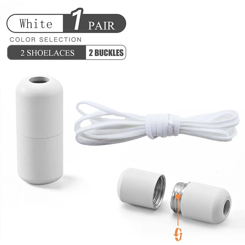 Elastic No Tie Shoelaces - Quick Lock Metal Laces for Kids & Adults Sneakers, Lazy Shoe Strings
