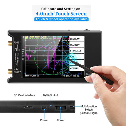 NanoVNA-H4 Vector Network Analyzer 10KHz-1.5GHz | 2.8/4" Display Antenna Tuner for MF HF VHF UHF | Spectrum Analyzer Nano VNA