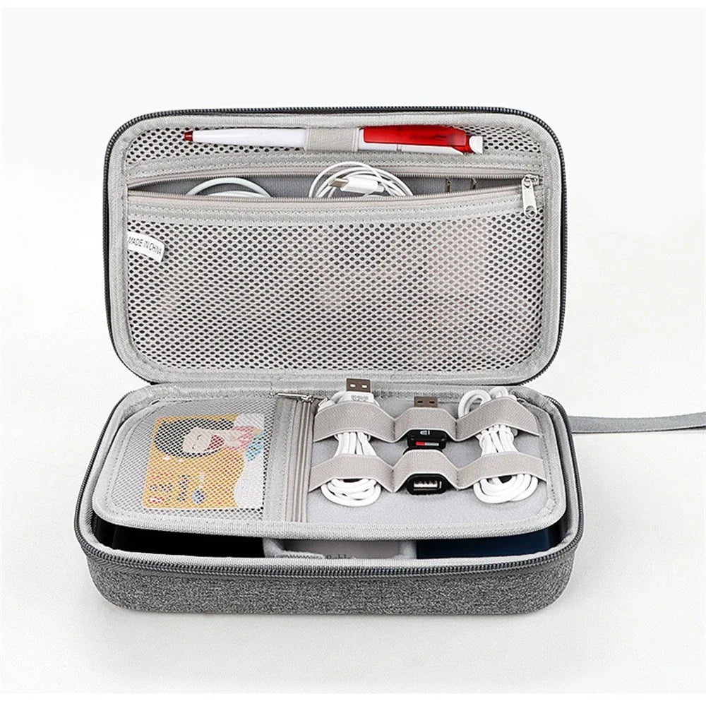 Large Capacity Travel Electronics Organizer – EVA Storage Bag for Tablet, Hard Disk, and Cables