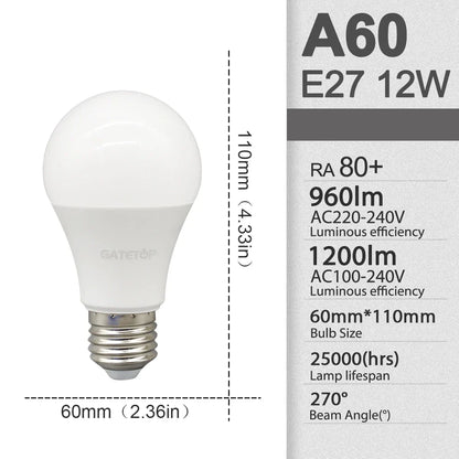 E27 LED Light Bulbs - 3W to 24W A60 G45 Energy Saving AC 110V 220V Home Lamps