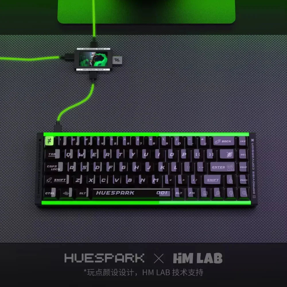 HUESPARK & HMLAB PIEXLHUB 1-to-3 USB Gaming Hub – 8K Stable Power Supply for Trendy Desk Setup, Designed for Gamers