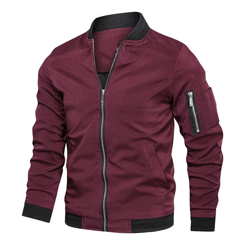 Men’s Lightweight Windbreaker Jacket - Spring Autumn Casual Zip-Up Sports Coat with Pockets