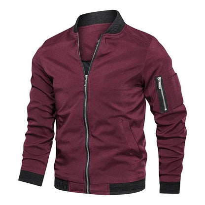 Men’s Lightweight Windbreaker Jacket - Spring Autumn Casual Zip-Up Sports Coat with Pockets