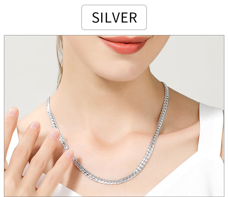 18K Gold/Silver 6mm Full Sideways Necklace – 8/18/20/24 Inch Chain for Women & Men, Fashion Wedding & Engagement Jewelry