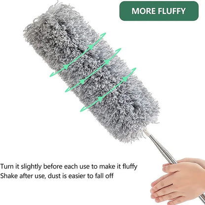 Electrostatic Chenille Duster - Retractable Long Pole Cleaning Tool for Windows & Home Dust Removal