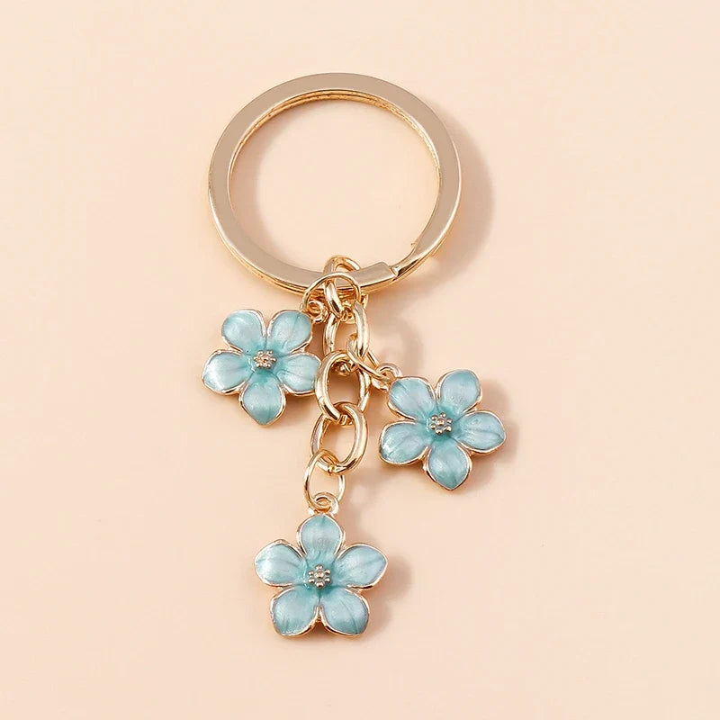 Sakura Flower Enamel Keychain - Colorful Cute Key Ring Handbag Accessory Gift for Women & Girls