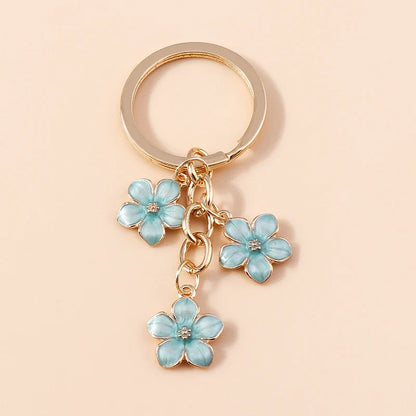 Sakura Flower Enamel Keychain - Colorful Cute Key Ring Handbag Accessory Gift for Women & Girls