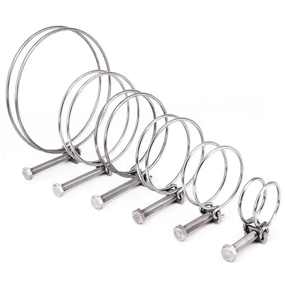 304 Stainless Steel Double Wire Throat Hoop – Adjustable Clip for UPVC Hose, Water & Ventilation Pipes