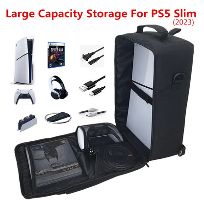 PS5 Slim Carrying Case Backpack – Portable Protective Storage Shoulder Shoulder Bag for PlayStation 5 Slim Console & Accessories