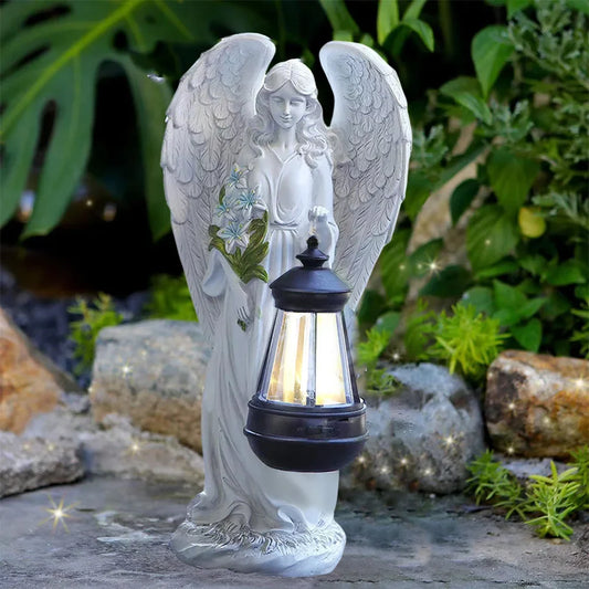 Solar Angel Garden Statue Lamp - Waterproof Fairy Figurine Light for Outdoor Yard, Patio & Lawn Decoration