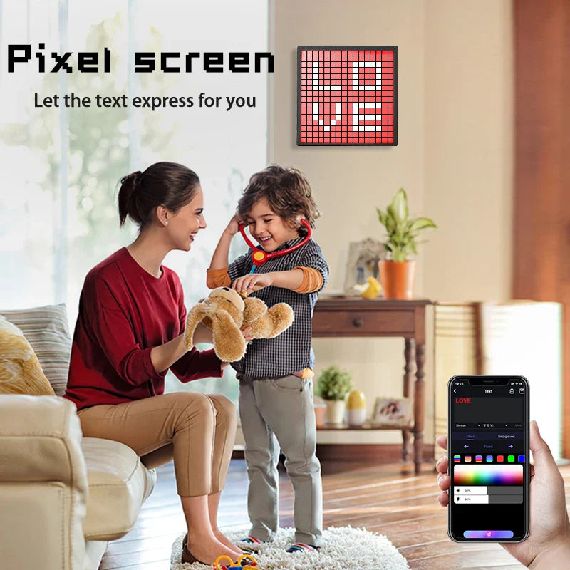 LED Pixel Display Night Light – APP Controlled Programmable Text & Animation DIY Lamp for Home, Bedroom, Game Room & Bar Decor