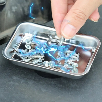 Rectangular Magnetic Parts Tray - Stainless Steel Screw Bowl Organizer for Nuts, Bolts, Hardware & Tool Storage