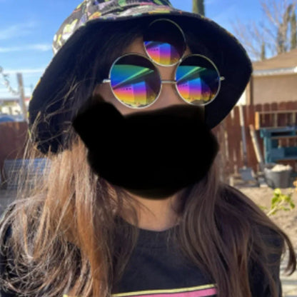 New Third Eye Round Sunglasses: Reflective Mirrored Black Holiday Sun Glasses for Women/Men - UV400 Protection, Three Lenses Eyewear Shades
