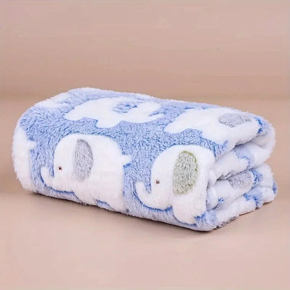 Cartoon Elephant Pet Blanket - Soft Cozy Flannel Throw for Dogs & Cats Puppy Kitten Christmas Gift