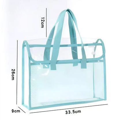 A4 Student Exam File Bag - Waterproof Double Layer PVC Document Organizer with Handle & Pockets