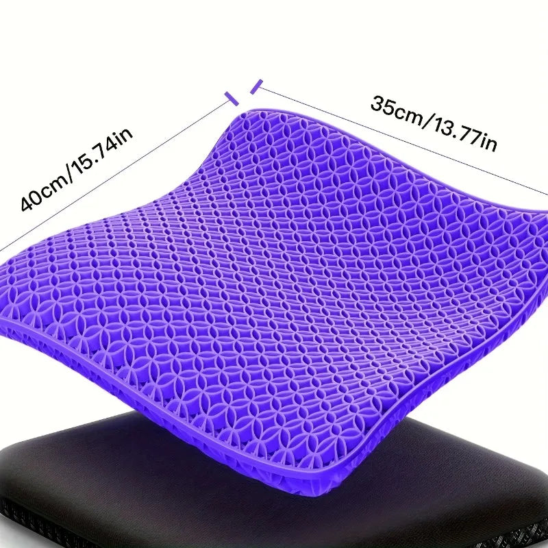 Honeycomb Gel Seat Cushion - Breathable Cooling Ergonomic Support Cushion for Office, Car & Travel with Non-Slip Base