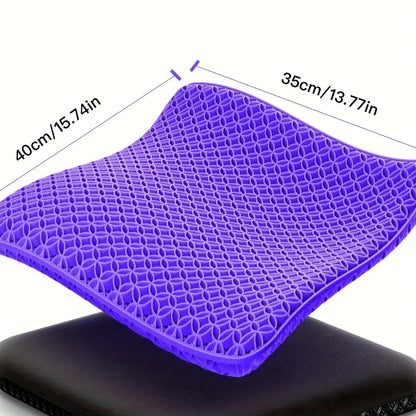 Honeycomb Gel Seat Cushion - Breathable Cooling Ergonomic Support Cushion for Office, Car & Travel with Non-Slip Base