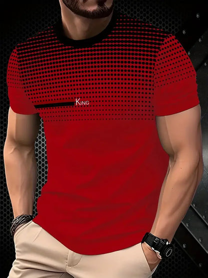 Men’s 3D Printed Sports T-Shirt - Breathable Round Neck Polyester Casual Summer Tee Top