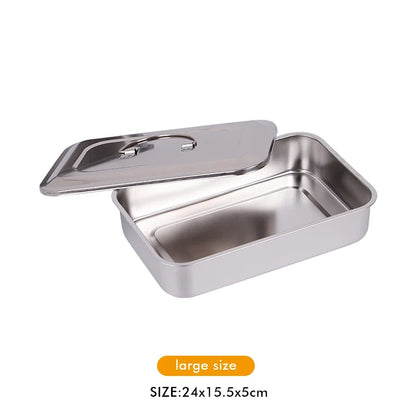 Dental Disinfection Box with Lid – Stainless Steel Sterilizer Container for Surgical Equipment & Lab Instrument Storage