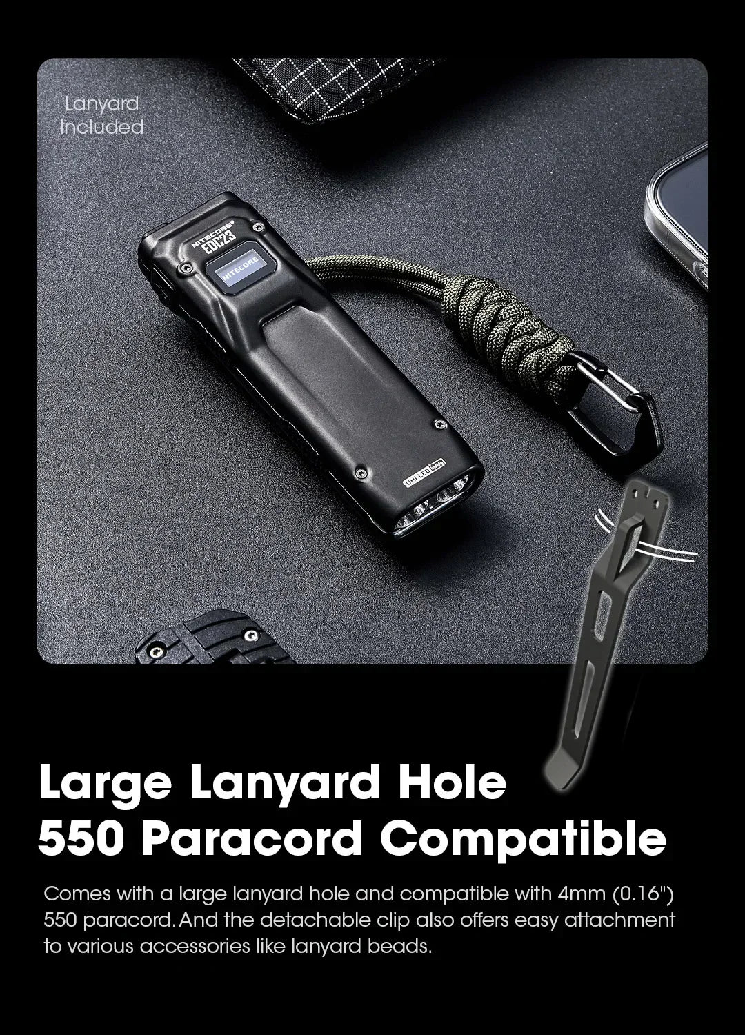 NITECORE EDC23 Tactical Flashlight – 2500LM Portable Emergency Work Light for Camping, Climbing & Outdoor Search