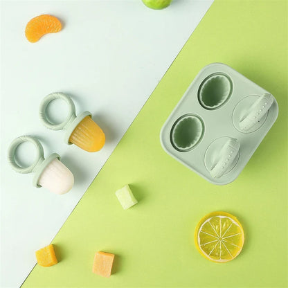 4/6 Cavity Baby Teething Ice Cream Mold – Silicone Freezing Milk Popsicle Stick Maker for DIY Homemade Summer Treats & Kitchen Use
