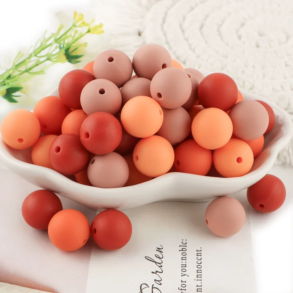 50Pcs Silicone Spacer Beads - 9/12/15mm Round Loose Beads for DIY Necklace Bracelet Jewelry Making