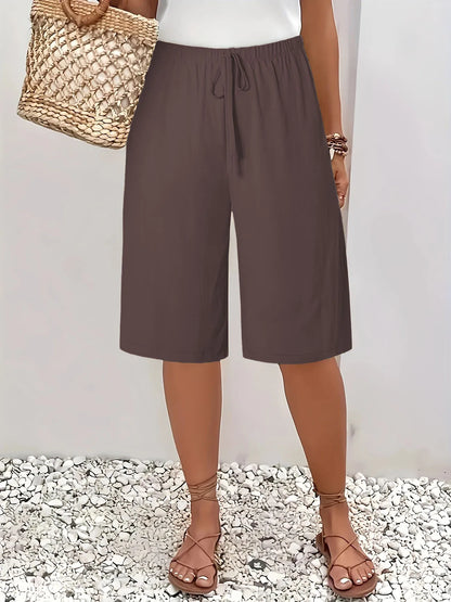 Women's 5-Inch Bermuda Shorts - High Waist Loose Fit Casual Summer Solid Color Shorts