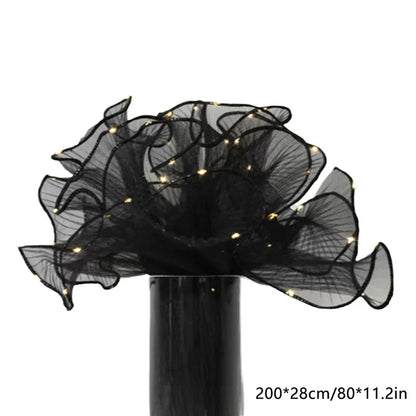 LED Flower Wrapping Paper – Lace Mesh Lighted Bouquet Packaging for Wedding, Birthday & Gift Decorations
