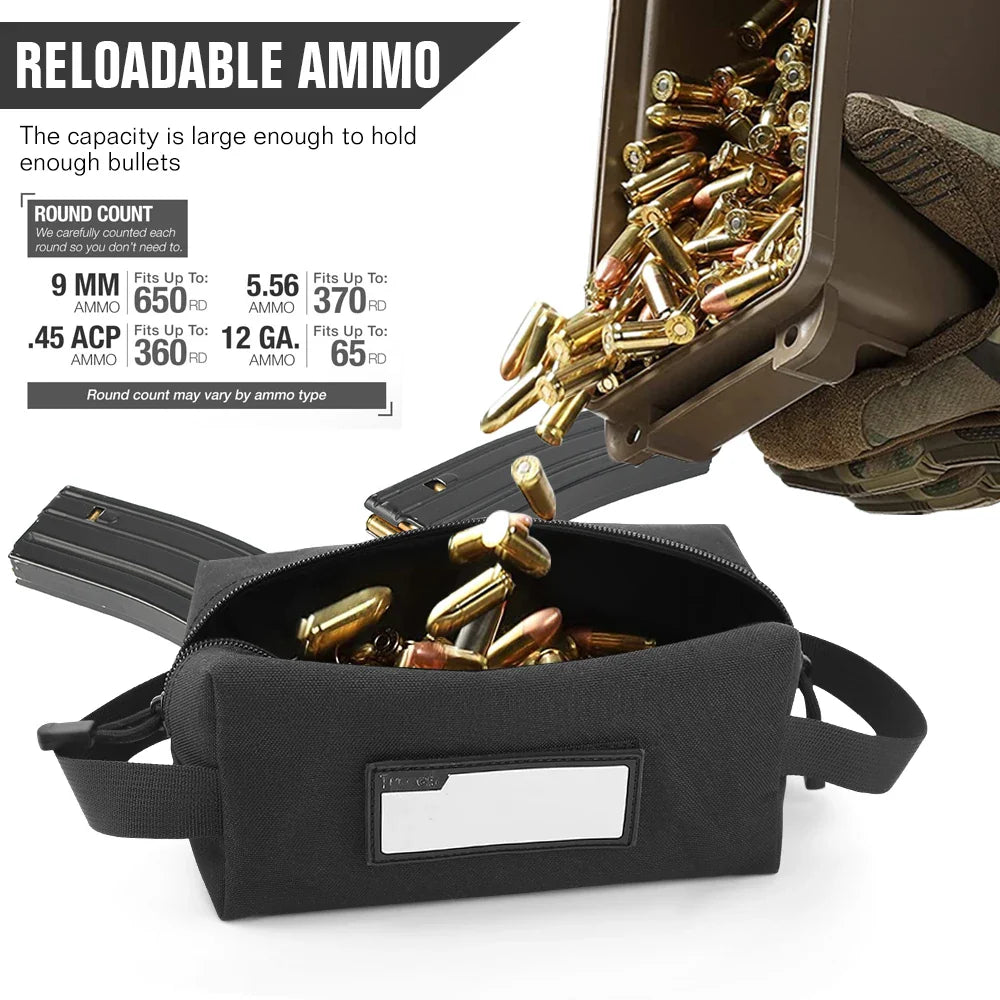 Tactical Rifle Cartridge Wallet - 1000D Ammo Pouch Bullet Carrier Bag for EDC Tools, Medical Supplies - Hunting Utility Handbag