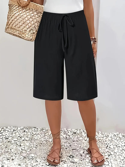 Women's 5-Inch Bermuda Shorts - High Waist Loose Fit Casual Summer Solid Color Shorts