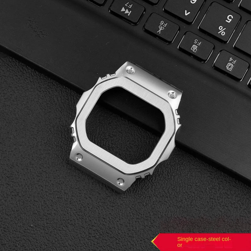 Casio G-SHOCK DW5600 Mod Kit - Stainless Steel Case Bezel & Metal Strap Replacement Set for GW-M5610/GW-B5600