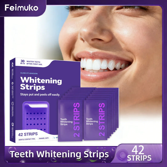 Purple Teeth Whitening Strips - Advanced Whitening Gel for Yellow Teeth Stain Removal & Bright Smile Care