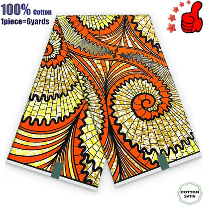 African Real Wax Print Fabric - 100% Cotton Ghana Nigeria Style Ankara Batik Sewing Material