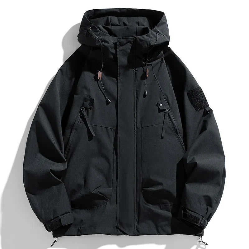 Men’s Hooded Windbreaker Jacket - Waterproof Lightweight Softshell Bomber Coat for Camping and Hiking