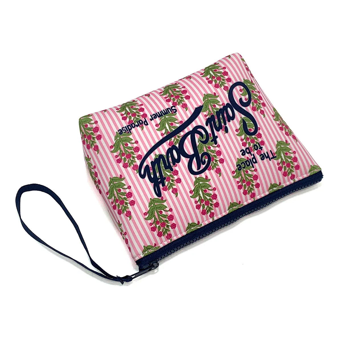 S-SAINT BARTH Pink Neoprene Clutch Bag – Trendy Vertical Zip Pouch Makeup & Toiletry Purse for Women