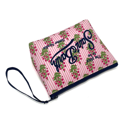 S-SAINT BARTH Pink Neoprene Clutch Bag – Trendy Vertical Zip Pouch Makeup & Toiletry Purse for Women