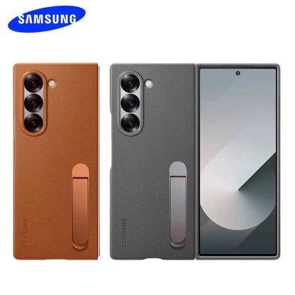 Luxury Leather Kindsuit Phone Case for Samsung Galaxy Z Fold 7 5G – Soft Touch Full-Body Protective Cover with Stand