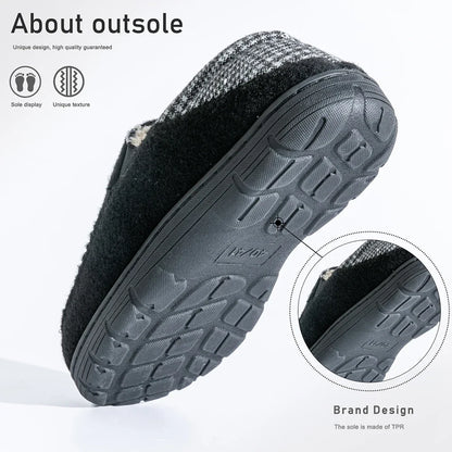 Men's Winter Slippers - Warm Felt House Shoes with Non-Slip TPR Sole & Memory Foam Cushion